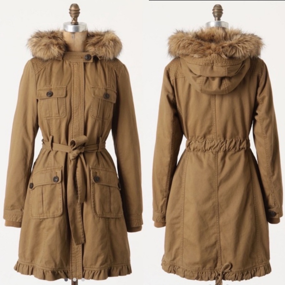 Anthropologie Sherpa lined jacket coat trench Daughters of the Liberation 0 XS S